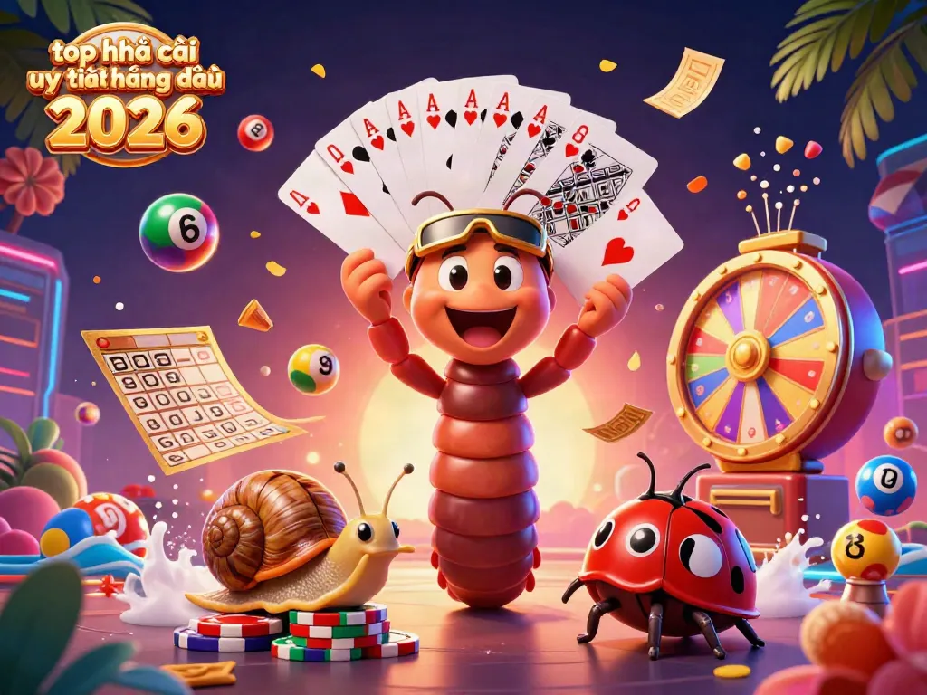 Engage with top nhà cái uy tín hàng đầu 2026 featuring vibrant casino activities in a rich 3D illustration.
