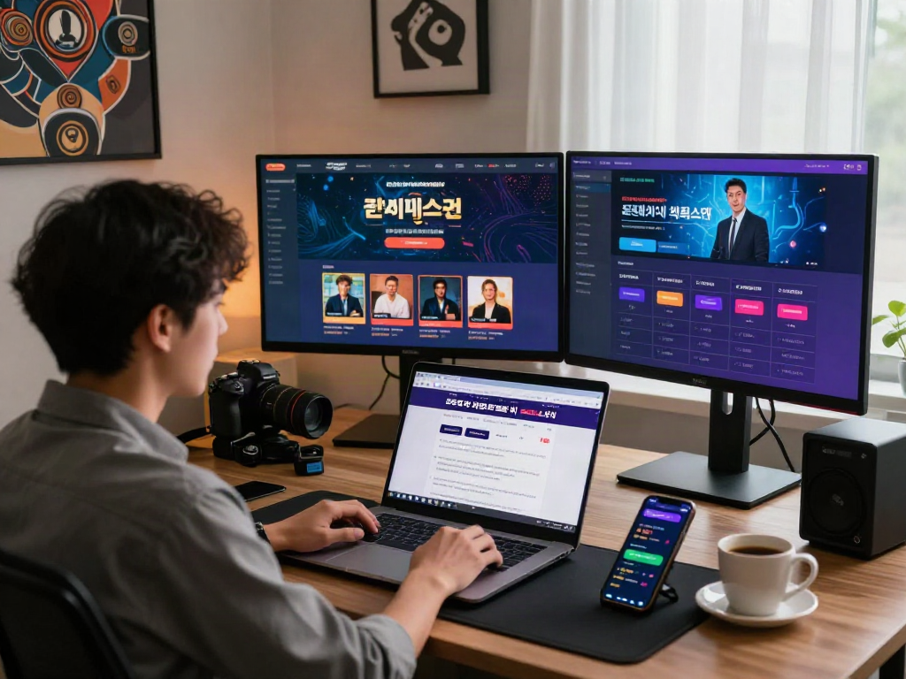 Engaging online gambling experience with 토토사이트 검증 먹튀스팟 on laptop, showcasing a modern desktop setup.