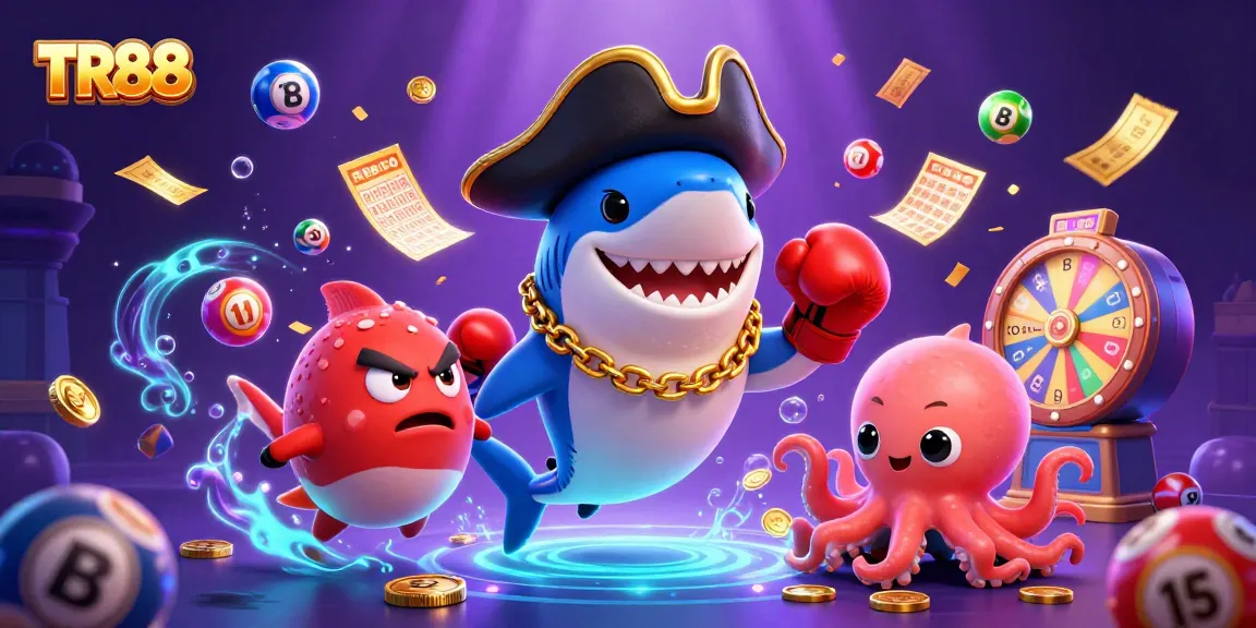 Join the excitement at TR88 with engaging characters and vibrant game elements in a dynamic casino scene.