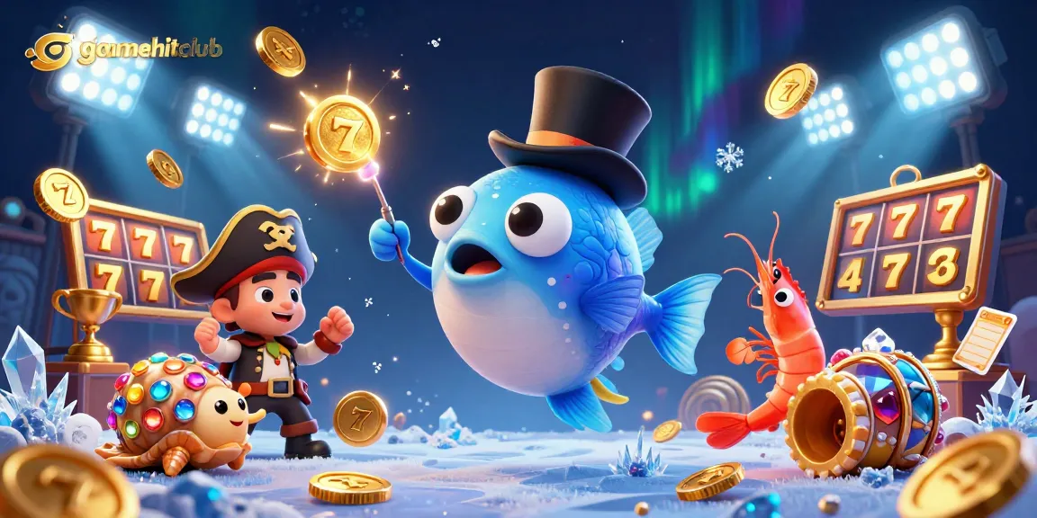 Engage in the excitement of gamehitclub with a vibrant 3D scene featuring an anglerfish attracting golden coins while surrounded by dynamic gaming elements.