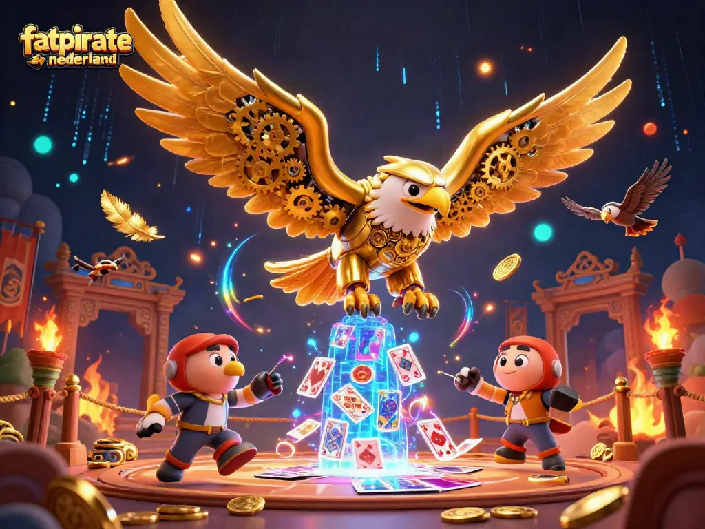 Engage with fatpirate nederland's thrilling online casino experience featuring a dynamic cybernetic eagle.