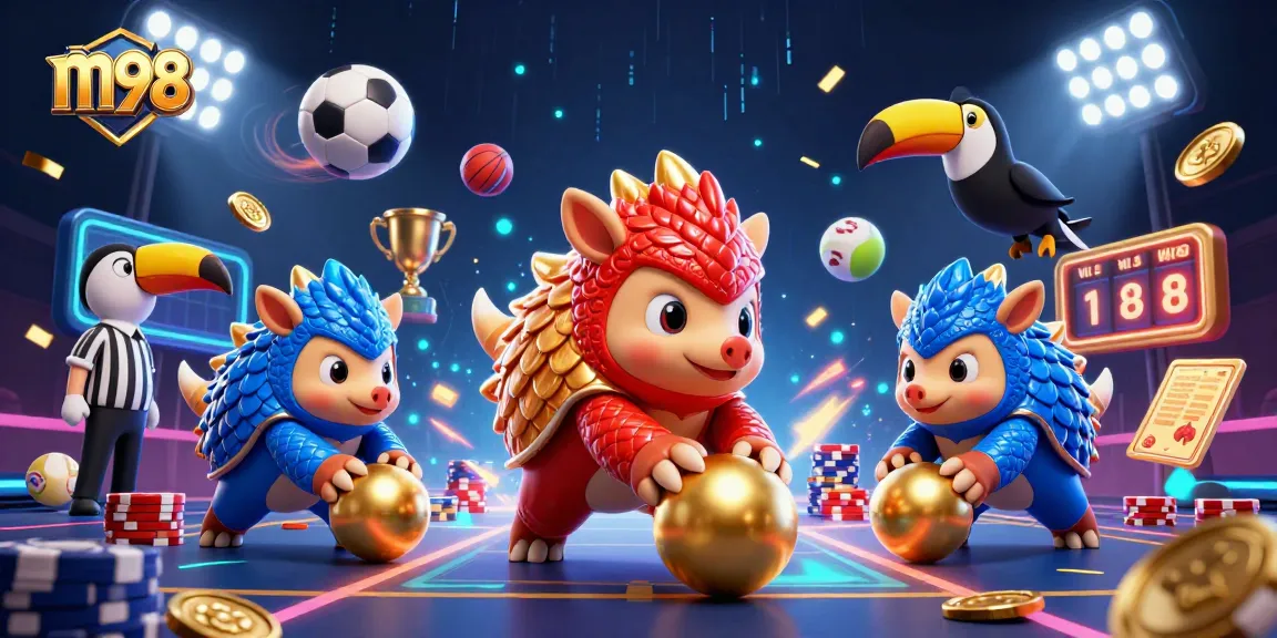 Engage with exciting m98 gambling dynamics featuring rival pangolins in a casino setup.