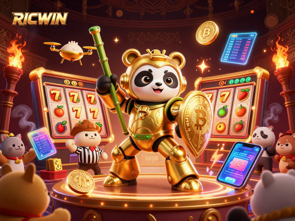 Engage in thrilling slots at RICWIN with golden panda and dynamic game elements.