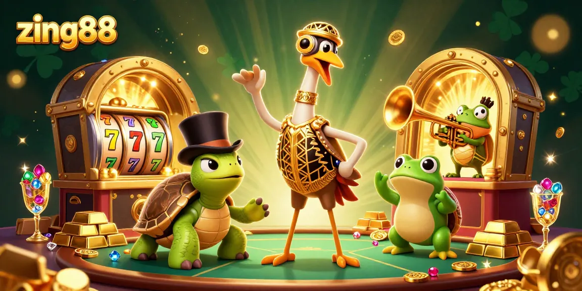 Experience the excitement of zing88 in this vibrant casino scene featuring iconic characters and elements.